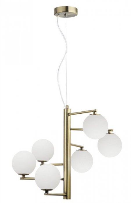 LAMPA WISZĄCA ZŁOTA MOSIĄDZ BIAŁE SZKLANE KULE DO SALONU SYPIALNI KUCHNI LUCES EXCLUSIVAS TALCA LE41793