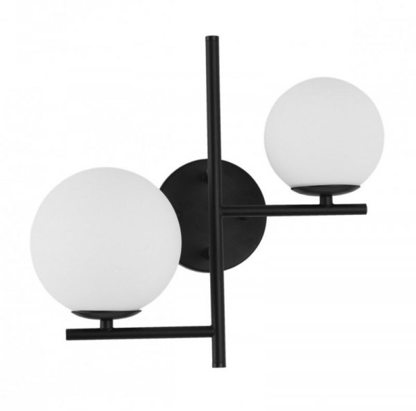KINKIET PODWÓJNY CZARNY KULE BIAŁE DO SALONU SYPIALNI LUCES EXCLUSIVAS TURBO LE41802