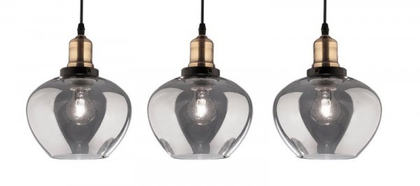 LAMPA WISZĄCA SZKLANA PATYNA KLOSZE GRAFITOWE SMOKY DO JADALNI KUCHNI SALONU NAD STÓŁ LUCES EXCLUSIVAS CALDAS LE41927