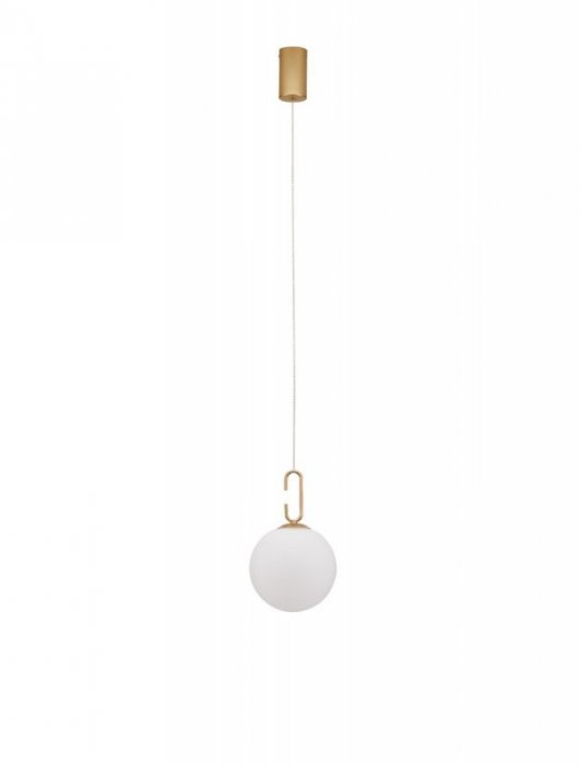 LAMPA WISZĄCA ZŁOTA SATYNA BIAŁA SZKLANA KULA KULE SZKLANE MLECZNE DO SALONU SYPIALNI KUCHNI LUCES EXCLUSIVAS YARA LE42733