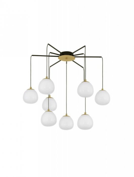 LAMPA WISZĄCA PAJĄK CZARNO ZŁOTA SZKLANE BIAŁE KLOSZE LUCES EXCLUSIVAS ADOBE LE43365