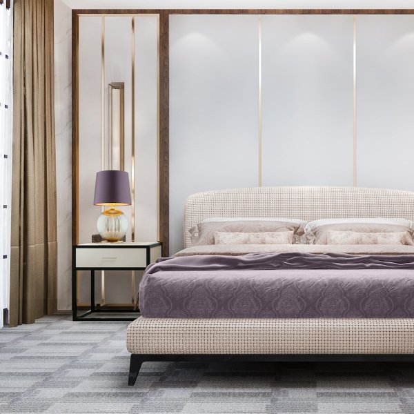 DUŻA LAMPA STOŁOWA LAMPKA NOCNA SZKLANA DO SALONU SYPIALNI NA KOMODĘ W STYLU GLAMOUR KULA SZARA SZKLANA ZE ŚLIWKOWYM ABAŻUREM ARGON HAMILTON 8532