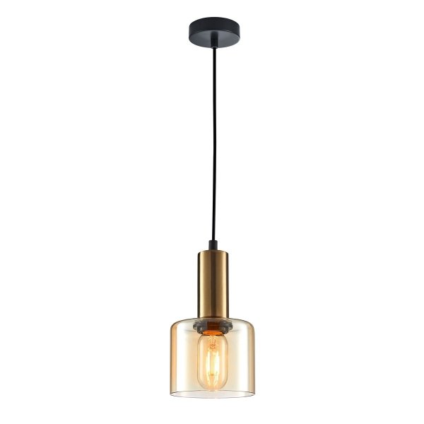 ITALUX SANTIA PND-65342-1-BRO+AMB LAMPA WISZĄCA SZKLANY KLOSZ DO SALONU 
