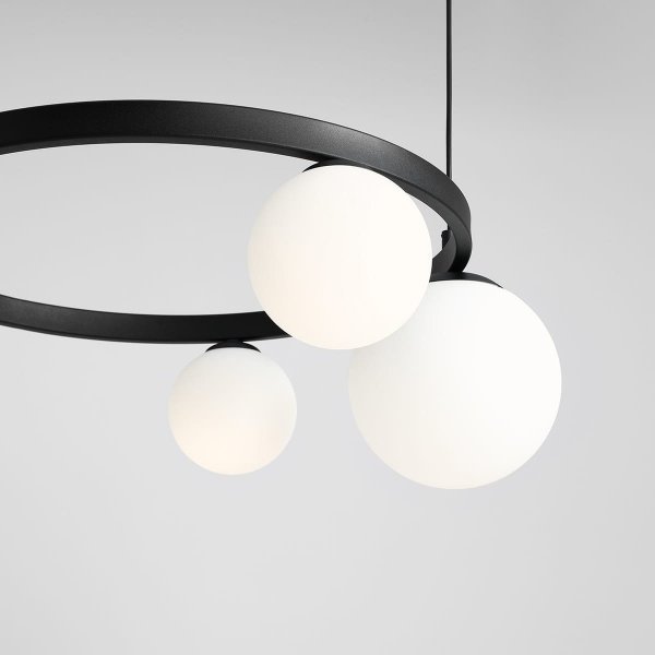 ALDEX GARDA 4 RING BLACK 1099L1_R LAMPA WISZĄCA CZARNA KULE BIAŁE NAD STÓŁ