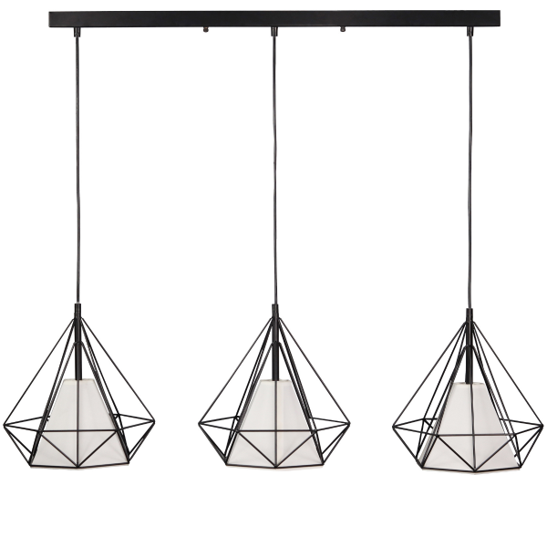 GOLDLUX POLUX HIRA BLACK 314574 LAMPA WISZĄCA DRUCIANA CZARNA Z BIAŁYM ABAŻUREM DIAMENT