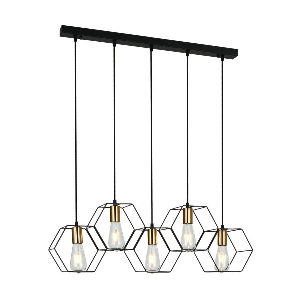 ITALUX AINA PND-74889-5-BK LAMPA WISZĄCA METALOWA CZARNA MOSIĄDZ