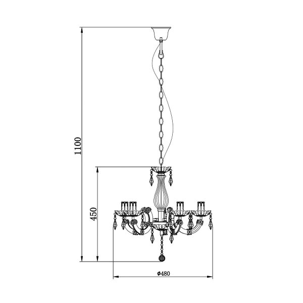 ZUMA LINE ŻYRANDOL Z KRYSZTAŁKAMI PRZEŹROCZYSTY CHROM RLD94016-5A MAGNOLIA 