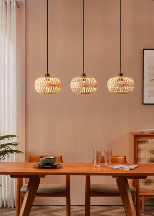 EGLO AMSFIELD 43863 LAMPA WISZĄCA DREWNIANA WIKLINOWA EKO VINTAGE 