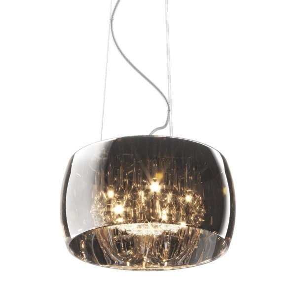 LAMPA WISZĄCA KRYSZTAŁOWA SZKLANA Z KRYSZTAŁKAMI W STYLU GLAMOUR DO SALONU SYPIALNI CHROM SMOKY P0076-05L-F4FZ CRYSTAL ZUMALINE