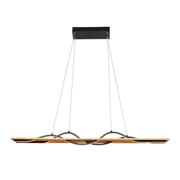 ITALUX CONATO PND-23848-30W-BK-GD LAMPA WISZĄCA LED NAD STÓŁ DREWNIANA CZARNA