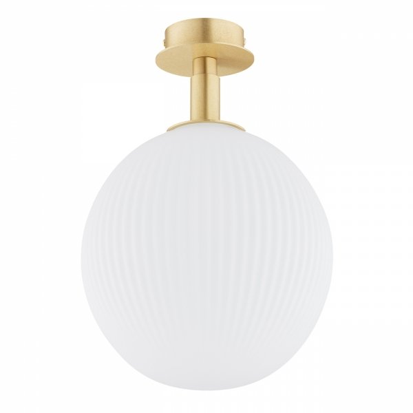LAMPA SUFITOWA PLAFON ZŁOTY MOSIĄDZ SZCZOTKOWANY KULA BIAŁA 25CM GLAMOUR DO SALONU POKOJU KUCHNU ŁAZIENKI ARGON PALOMA 8505