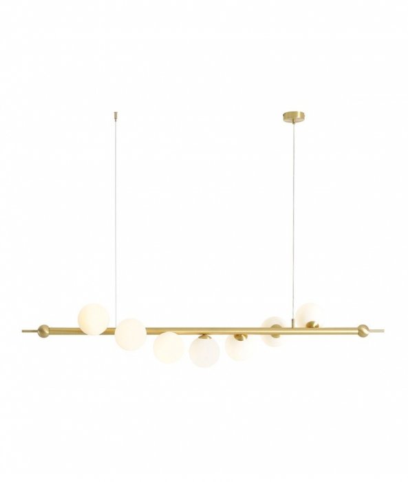 ALDEX WAVE 7 BRASS 1115T40 LAMPA WISZĄCA MOSIĄDZ KULE BIAŁE SZKLANE NAD STÓŁ