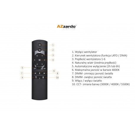 AZZARDO VENETI CCT + REMOTE CONTROL AZ4449 LAMPA WISZĄCA Z WIATRAKIEM CZARNA
