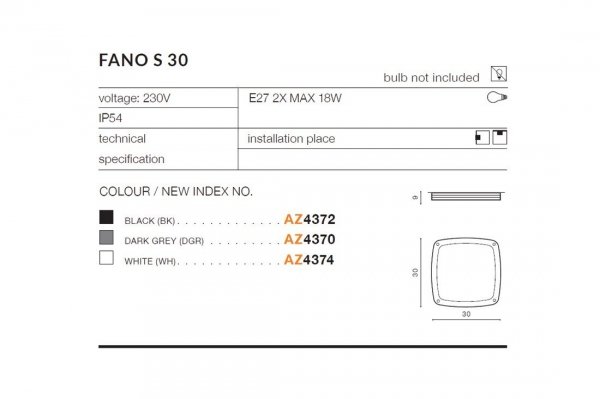 AZZARDO FANO S30 AZ4370 LAMPA ZEWNĘTRZNA SZARA KWADRAT