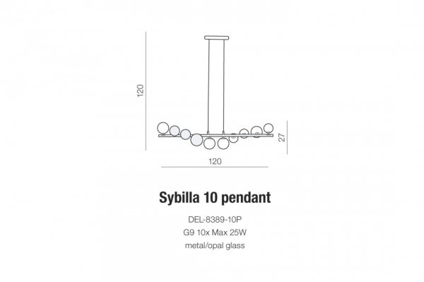 AZZARDO SYBILLA 10 PENDANT AZ4404 LAMPA WISZĄCA CZARNA ORYGINALNA DUŻA