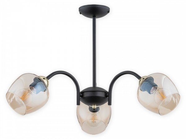 LAMPA WISZĄCA CZARNA BURSZTYNOWY KLOSZ LEMIR KATLA O3063_W3_CZA_+_ZL
