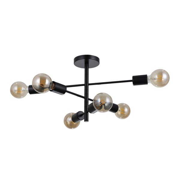 ITALUX PIANSI PND-4025-6-BL LAMPA SUFITOWA  CZARNA INDUSTRIALNA NA ŻARÓWKI