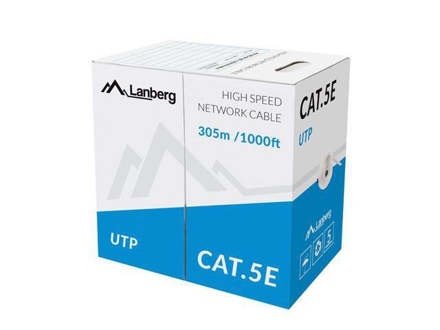 Kabel UTP Kat. 5e, Lanberg 100Mb/s 305m linka CCA