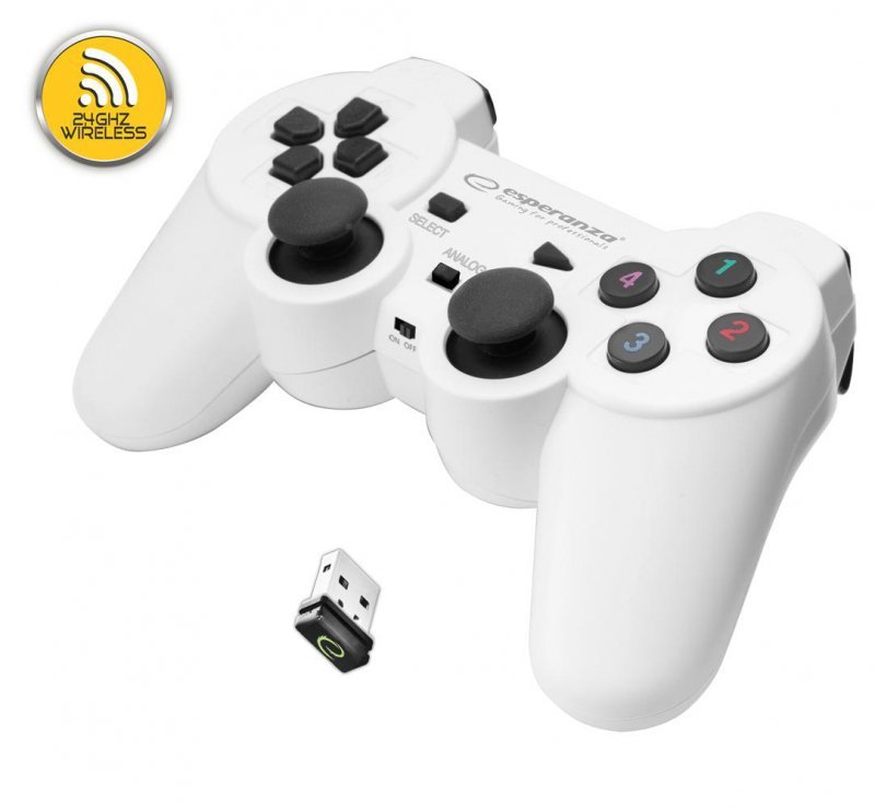 Gamepad bezprzewodowy 2.4GHz PS3/PC USB Esperanza &quot;Gladiator&quot; biało/czarny