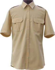 koszula mundurowa typu SLIM krótki rękaw beżowa  (grubsza tkanina)