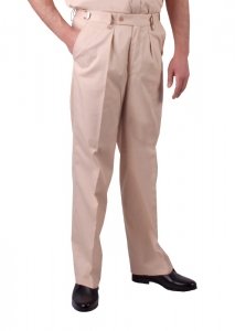 spodnie mundurowe beżowe z regulacją obwodu pasa