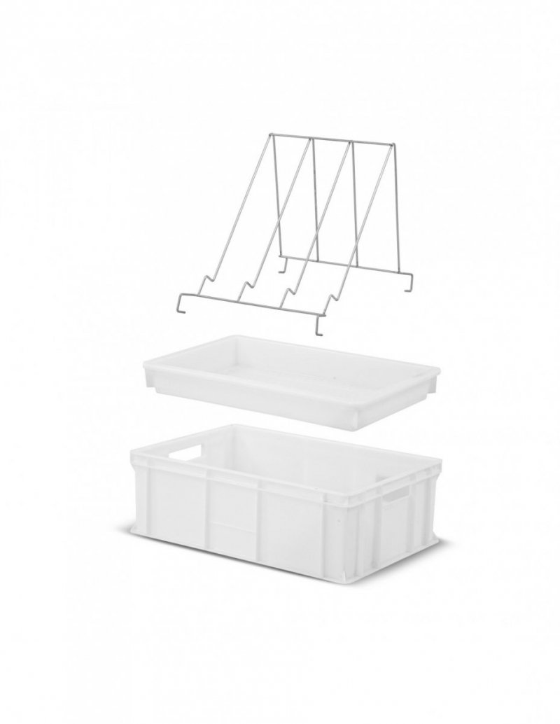 Plastic uncapping tray with plastic strainer (H -200mm)