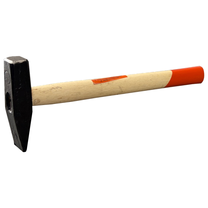 A hammer with a wooden handle