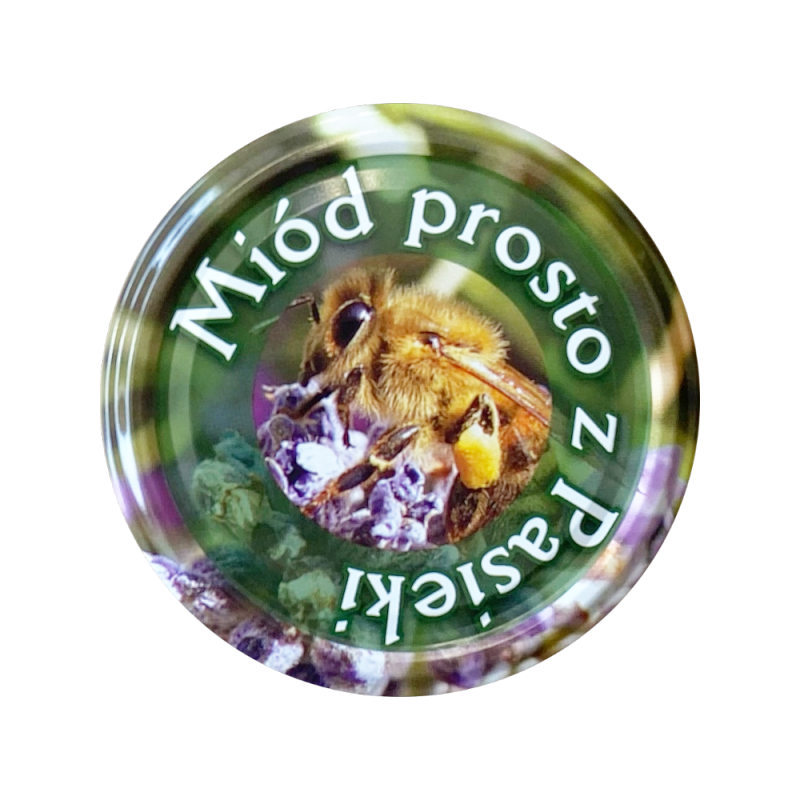 Duża nakrętka - &quot;Miód prosto z pasieki&quot; - (82 mm karton/660szt)