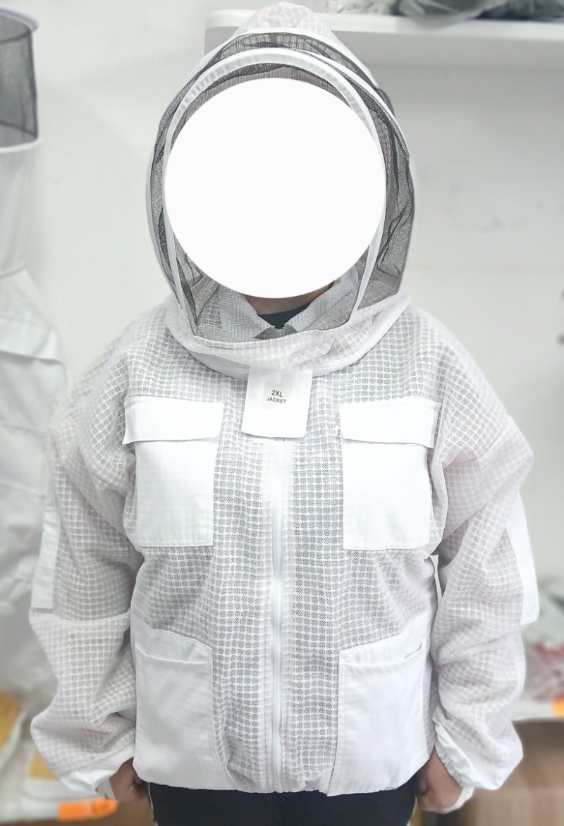 Bluza pszczelarska z siatki wentylowana, kapelusz kosmonauta, biała