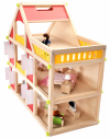 Drewniany domek dla lalek z meblami + 3 lalki gratis!