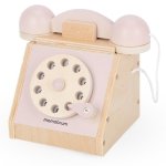 Drewniany telefon retro - pastelowy róż