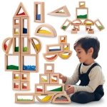 Zestaw drewnianych klocków sensorycznych z różnym wypełnieniem - 15 elementów