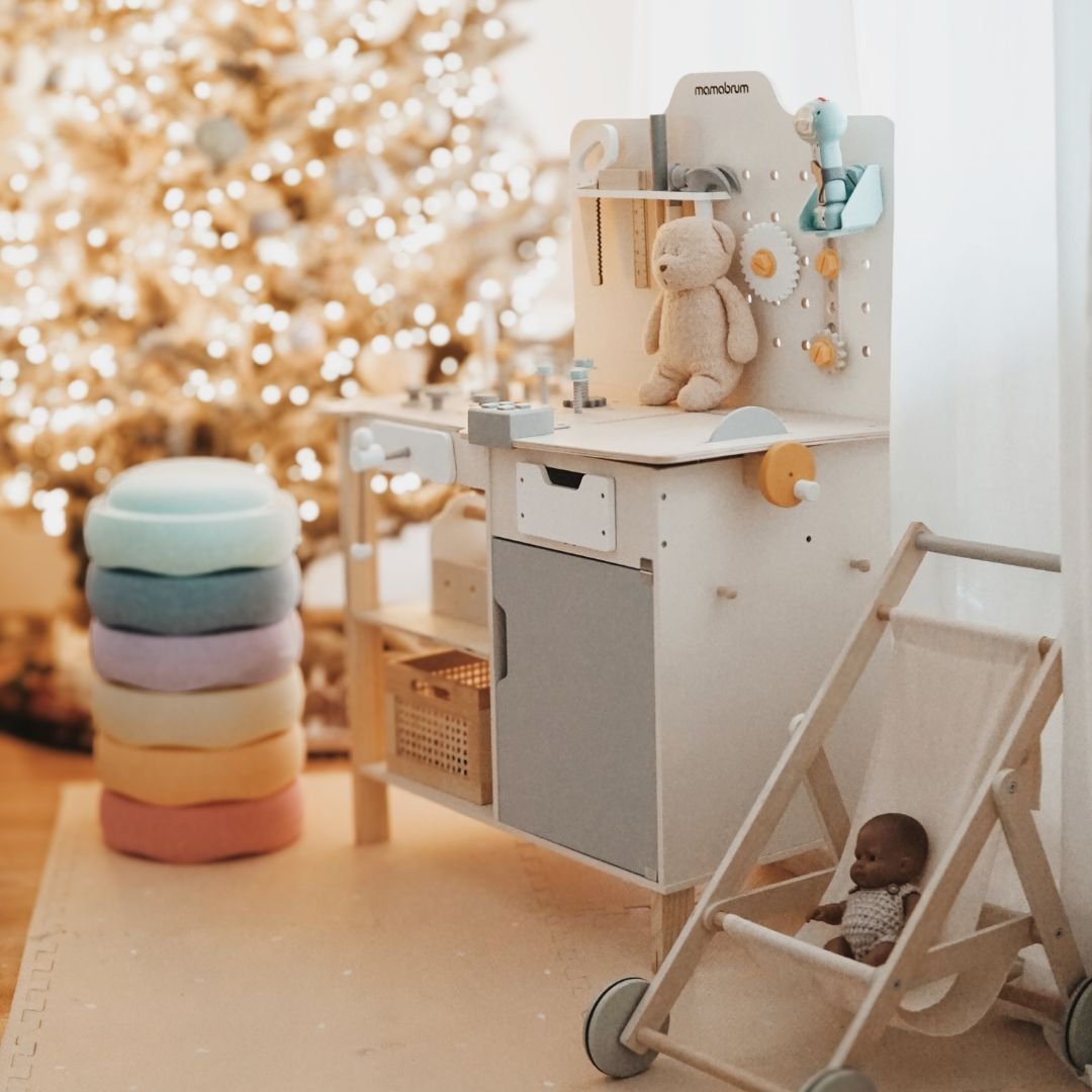 おもちゃ Duży drewniany warsztat z narzędziami XXL - zestaw