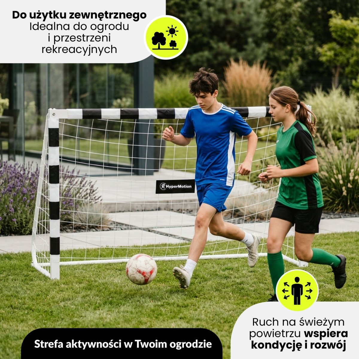 Bramka do piłki nożnej HyperMotion PRO 180 × 120 cm – biała