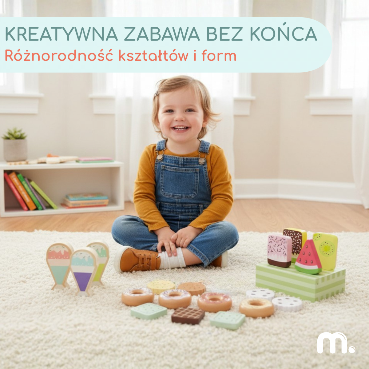 Mała Cukiernia - drewniany zestaw słodyczy do zabawy w sklep, 19 elementów