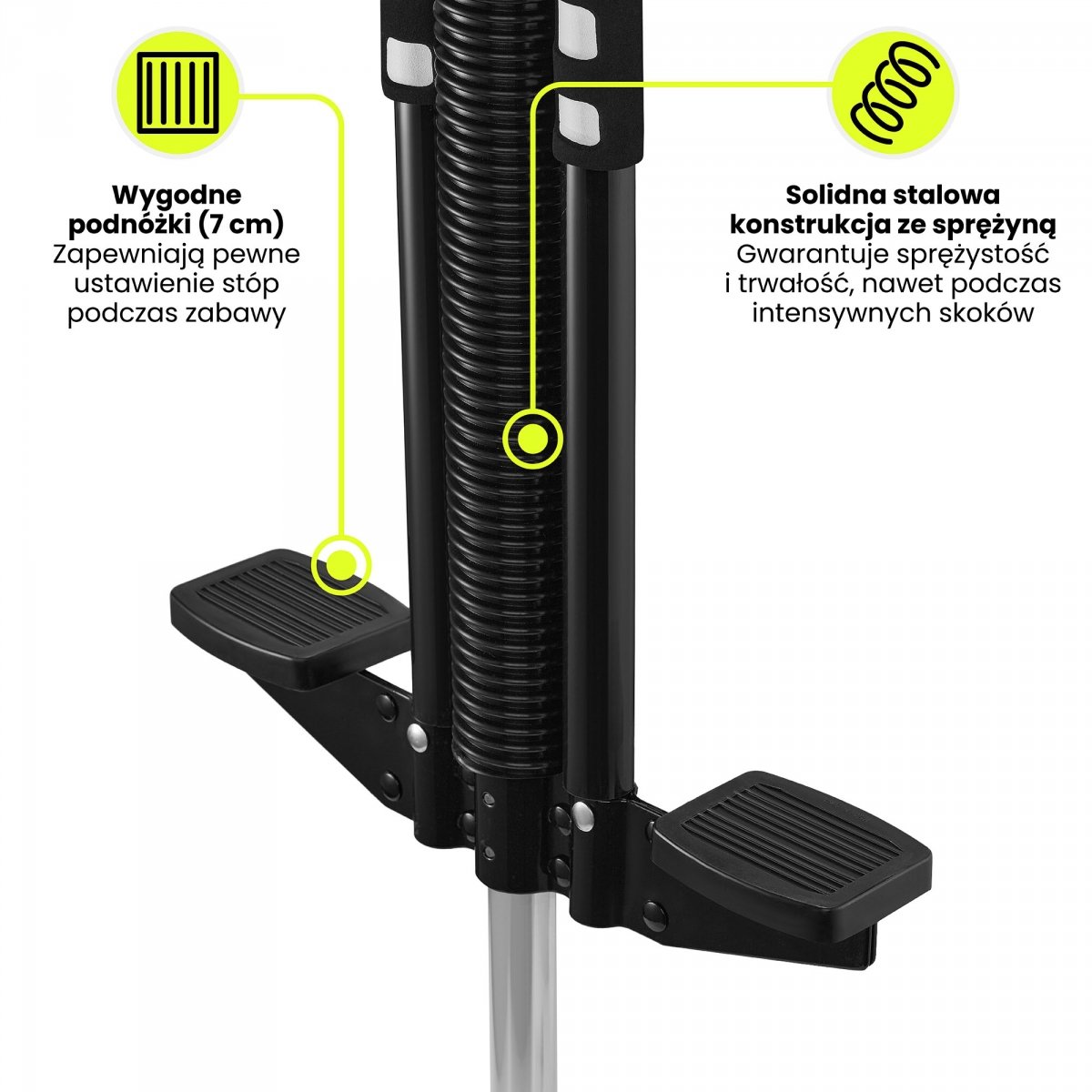 Skoczek sprężynowy typu POGO dla dzieci HyperMotion - kolor czarny