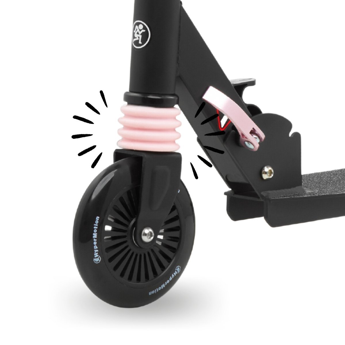 Hulajnoga dwukołowa z amortyzatorem dla dzieci 4-9 lat HyperMotion WALLY - czarno-różowa