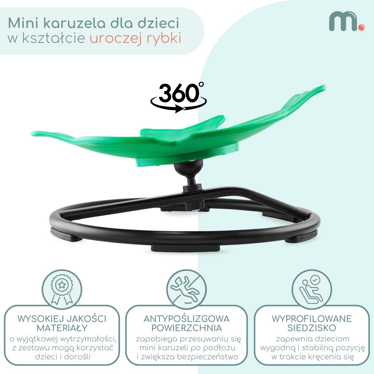 Mini karuzela dla dzieci Rybka - kolor zielony