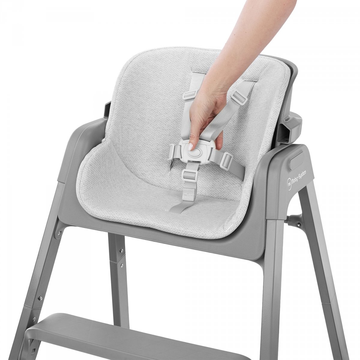 Składane krzesełko do karmienia Noxi 3w1, dwupoziomowe dla dziecka - Moby-System szare