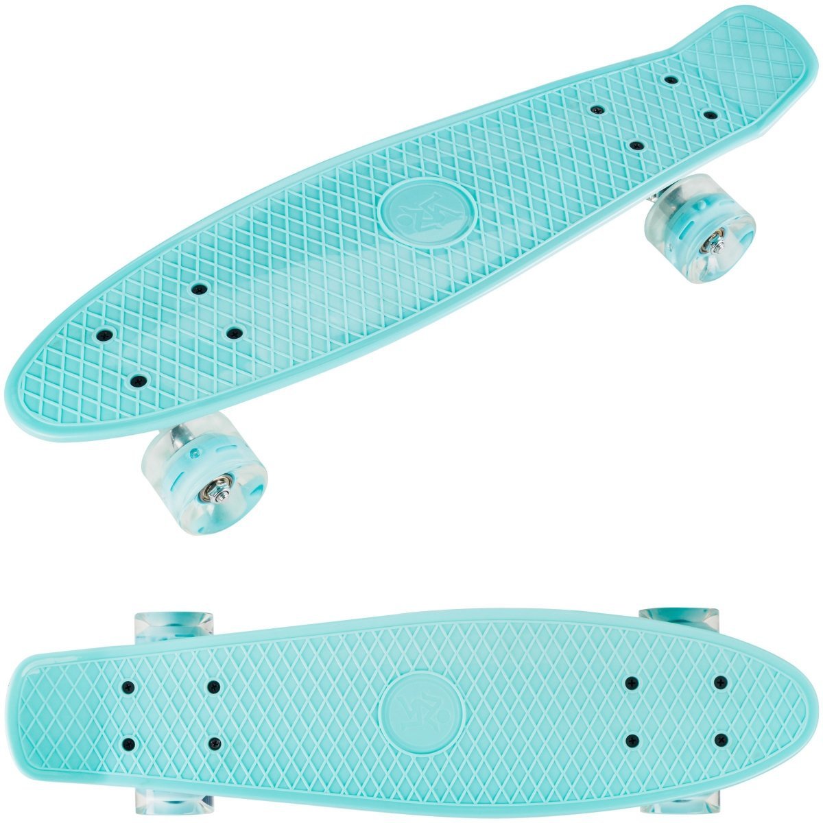 Deskorolka Fiszka 56cm - koła LED - turkusowa