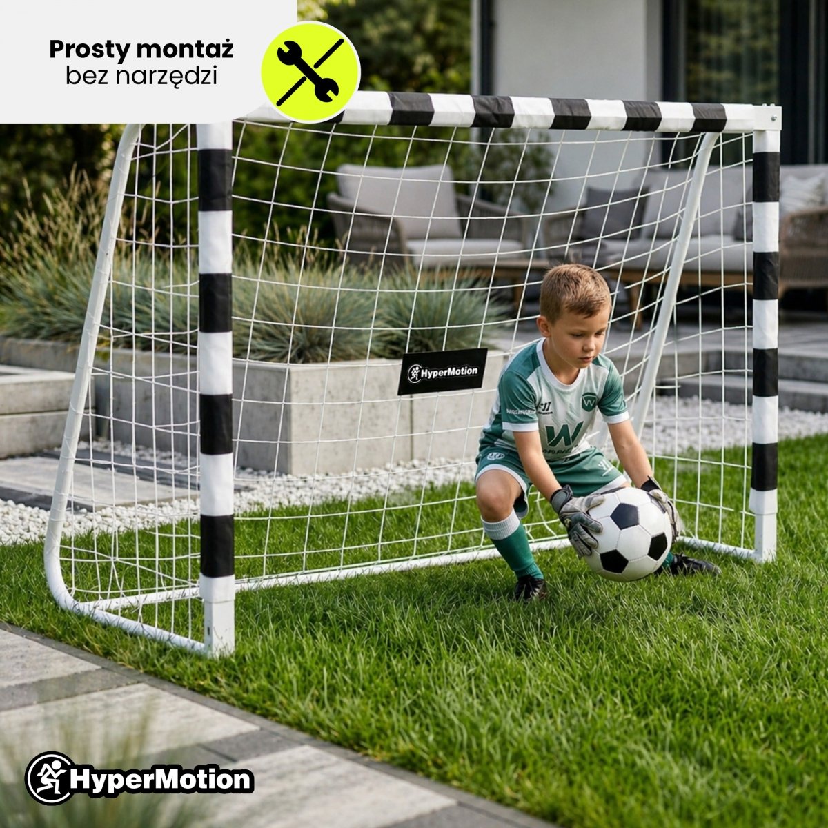 Bramka do piłki nożnej HyperMotion PRO 180 × 120 cm – biała