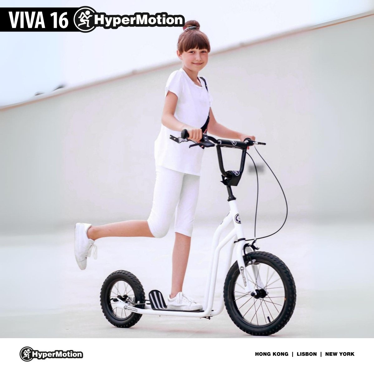 Hulajnoga HyperMotion VIVA 16 (koła 40cm + 30cm) - Biała
