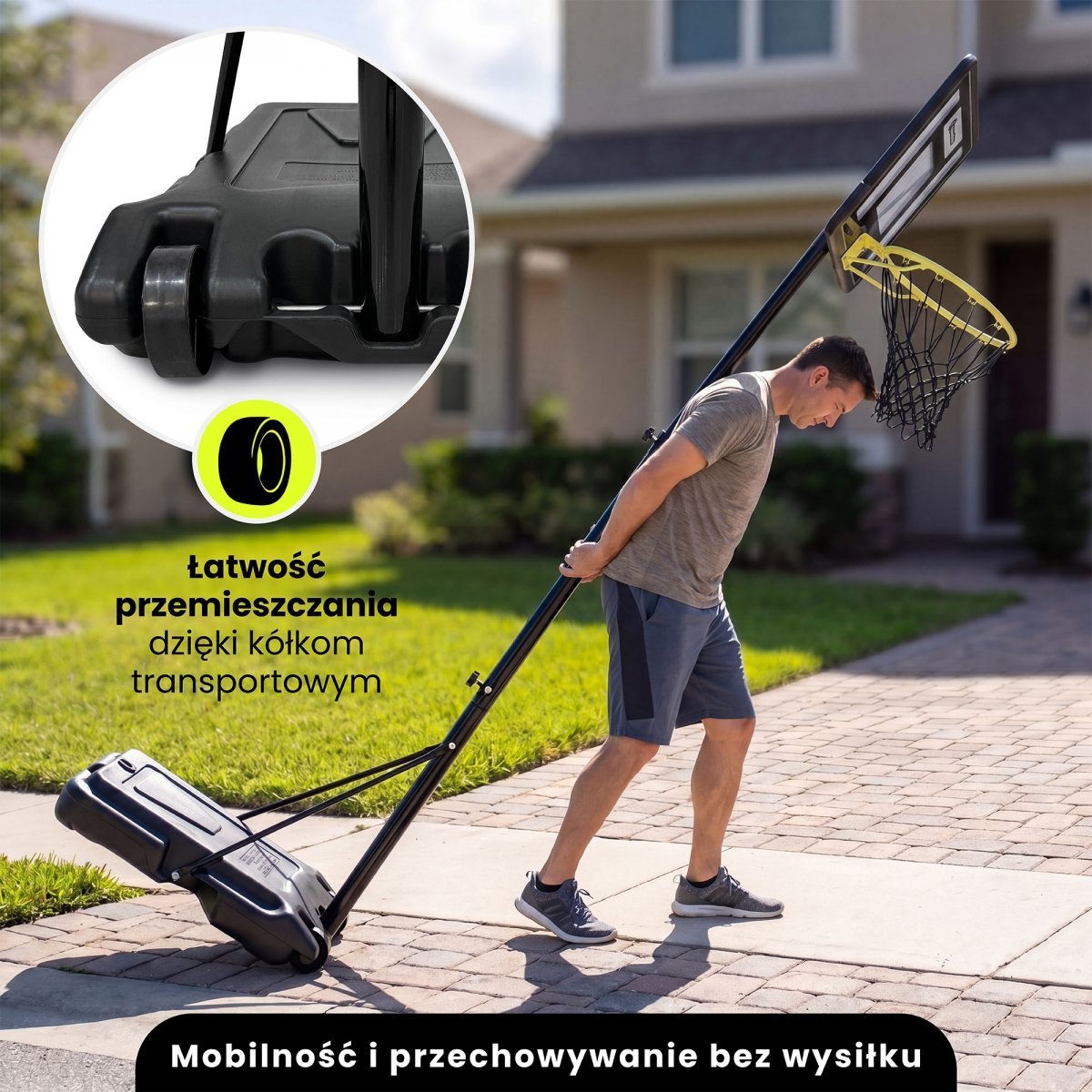  Wolnostojący kosz do koszykówki dla dzieci z regulacją wysokości 165–215 cm, tablica 82 × 58 cm - HyperMotion