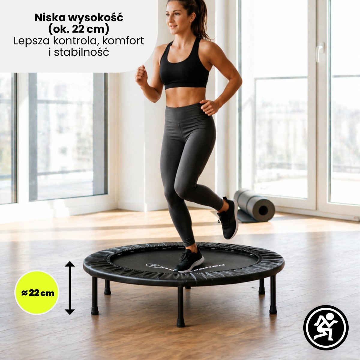 Domowa trampolina fitness 91 cm - czarna
