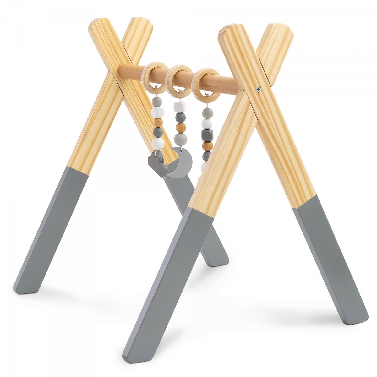 Drewniany stojak edukacyjny Baby Gym - kolor szary