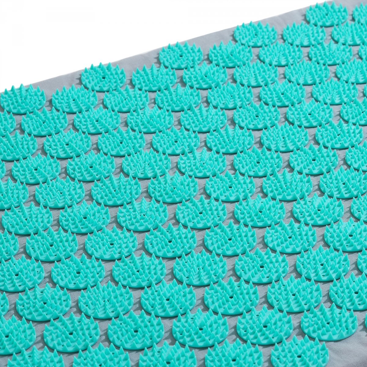 Duża mata do akupresury z poduszką i pokrowcem - 130 cm HyperMotion szaro-miętowa