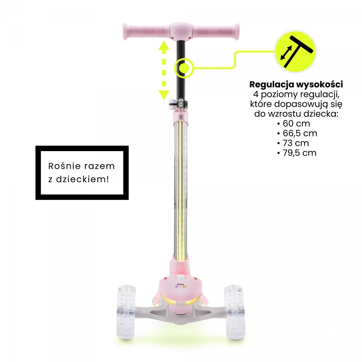 Hulajnoga balansowa HyperMotion BECKY - oświetlenie RGB LED, kolor różowy