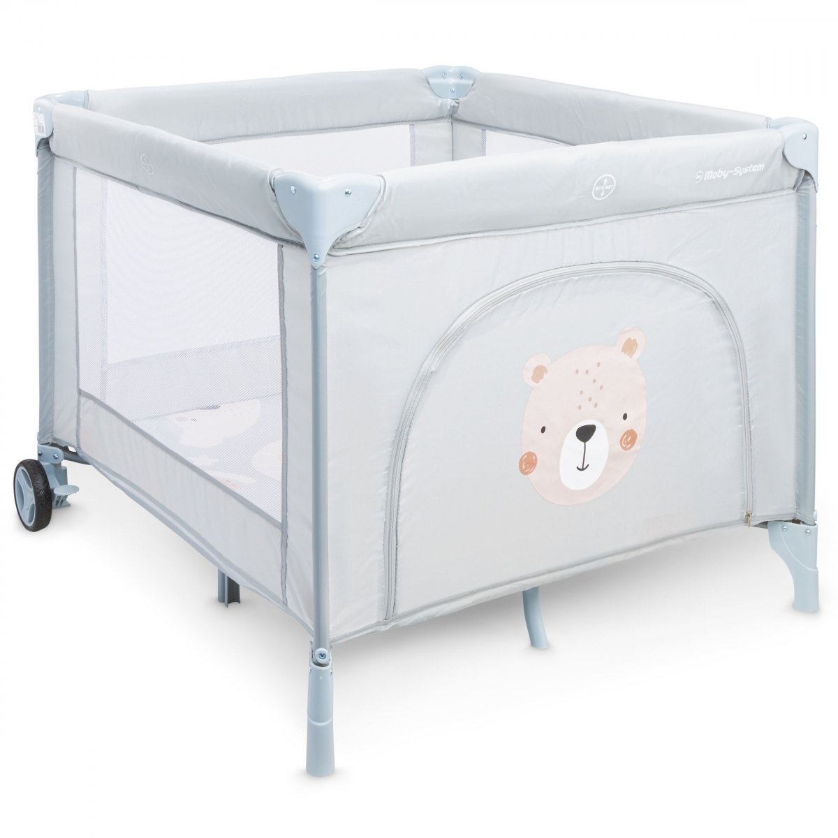 Składany kojec, łóżeczko turystyczne dla dzieci z materacem i torbą transportową - Teddy Bear