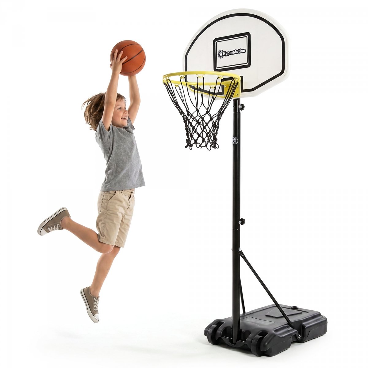 Wolnostojący kosz do koszykówki dla dzieci z regulacją wysokości 165–215 cm, tablica 73 × 49 cm - HyperMotion