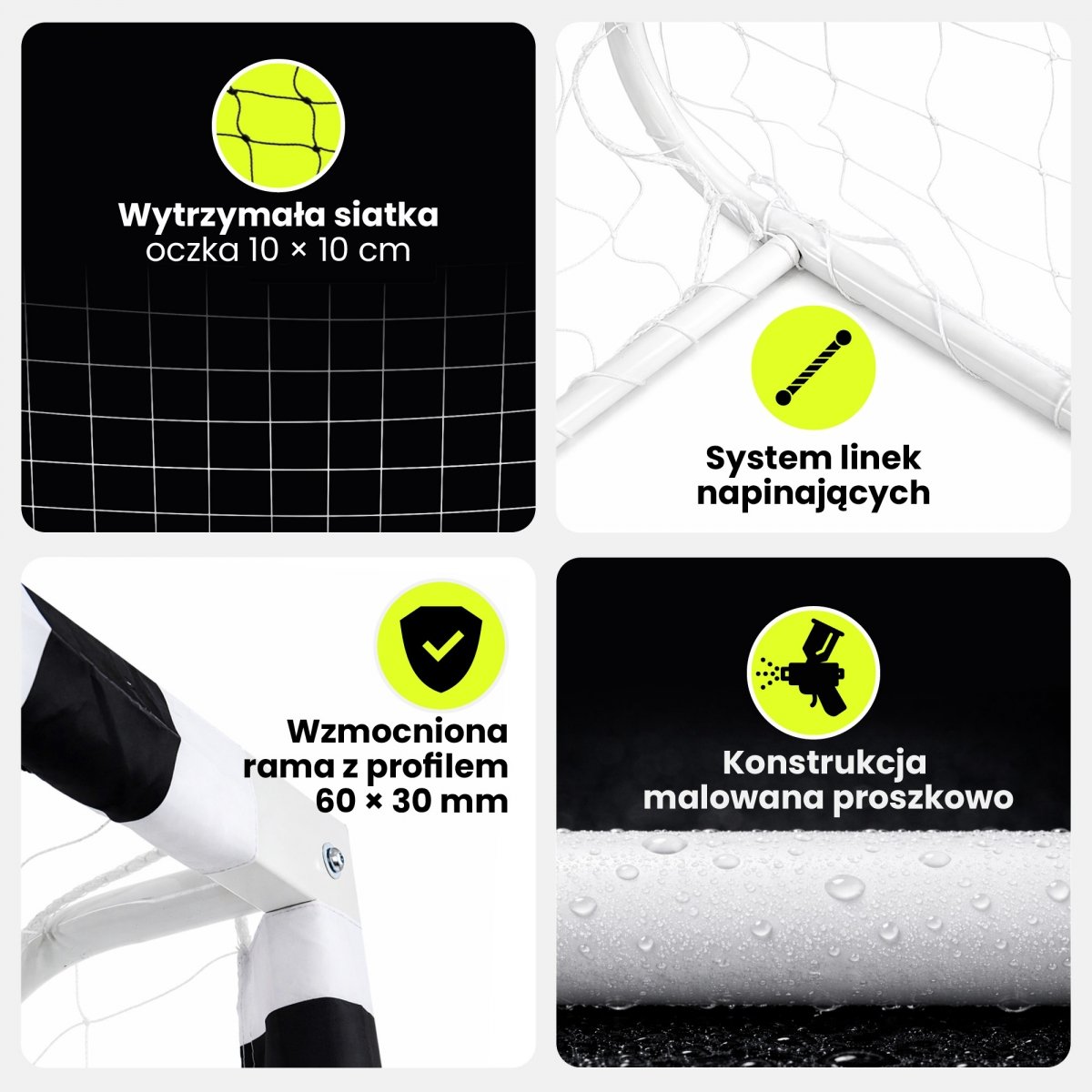 Bramka do piłki nożnej HyperMotion PRO 180 × 120 cm – biała